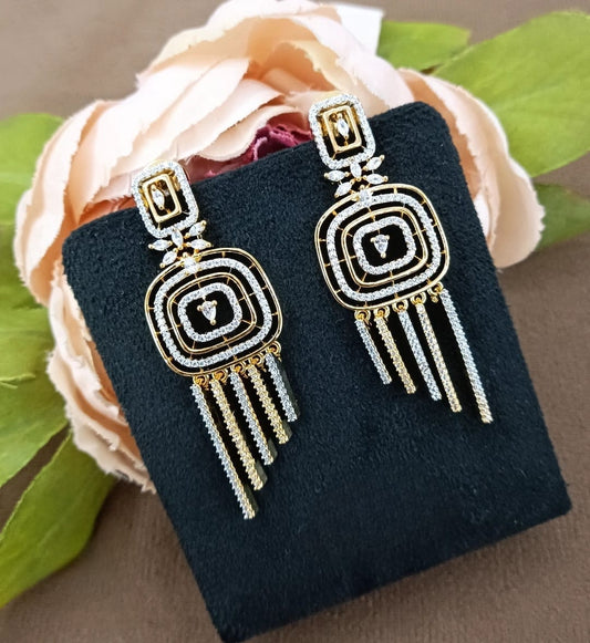 Geometric Gold & Crystal Tassel Earrings for women and girl
