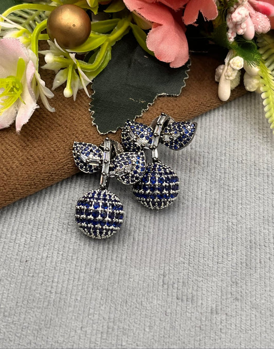 Navy Blue Crystal Ball Drop Earrings for Women and Girl