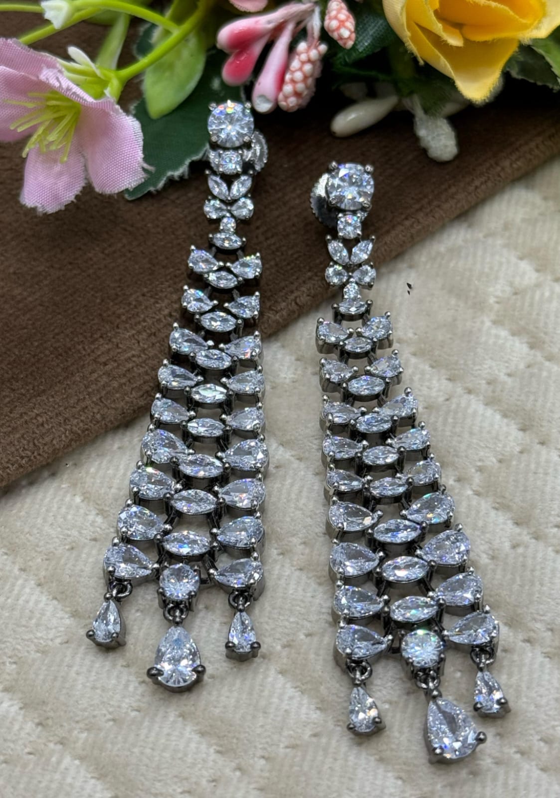 Elegant Teardrop CZ Statement Earrings for Girl and Women