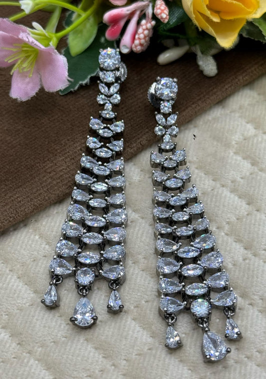 Elegant Teardrop CZ Statement Earrings for Girl and Women