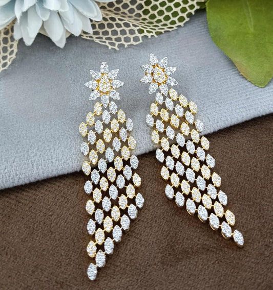 Elegant Gold & Silver Plated Floral Drop Earrings
