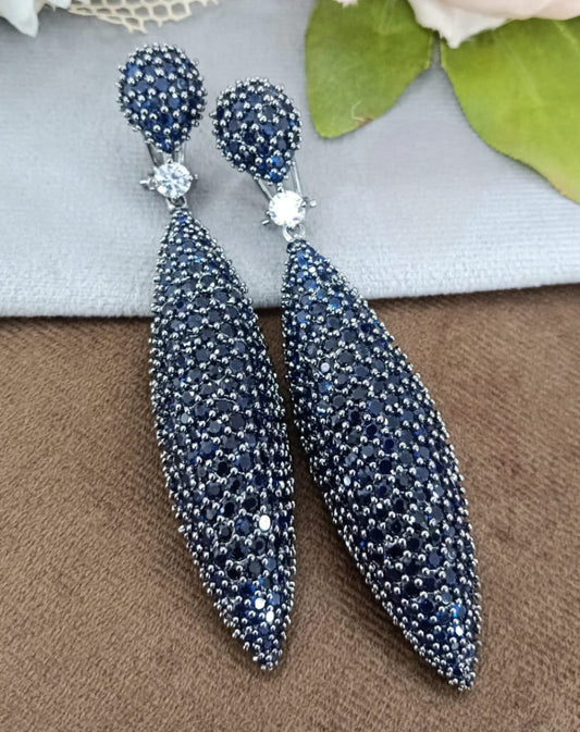 Midnight Blue Crystal Drop Earrings For Women And Girls