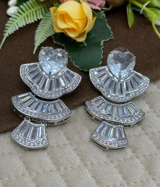 Heart Cut & Unique Shape CZ Stone Drop Earrings For Women