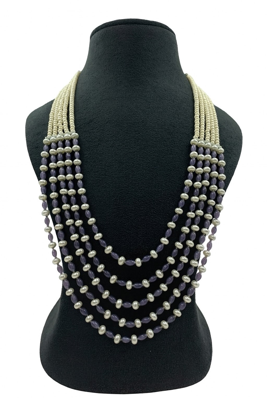 Elegant Multi-Layer Purple Bead and Pearl Mala For Women
