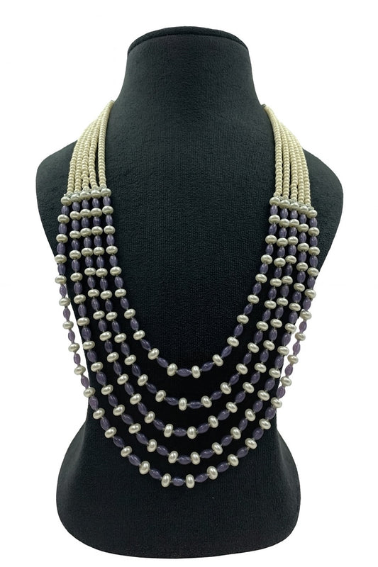 Elegant Multi-Layer Purple Bead and Pearl Mala For Women