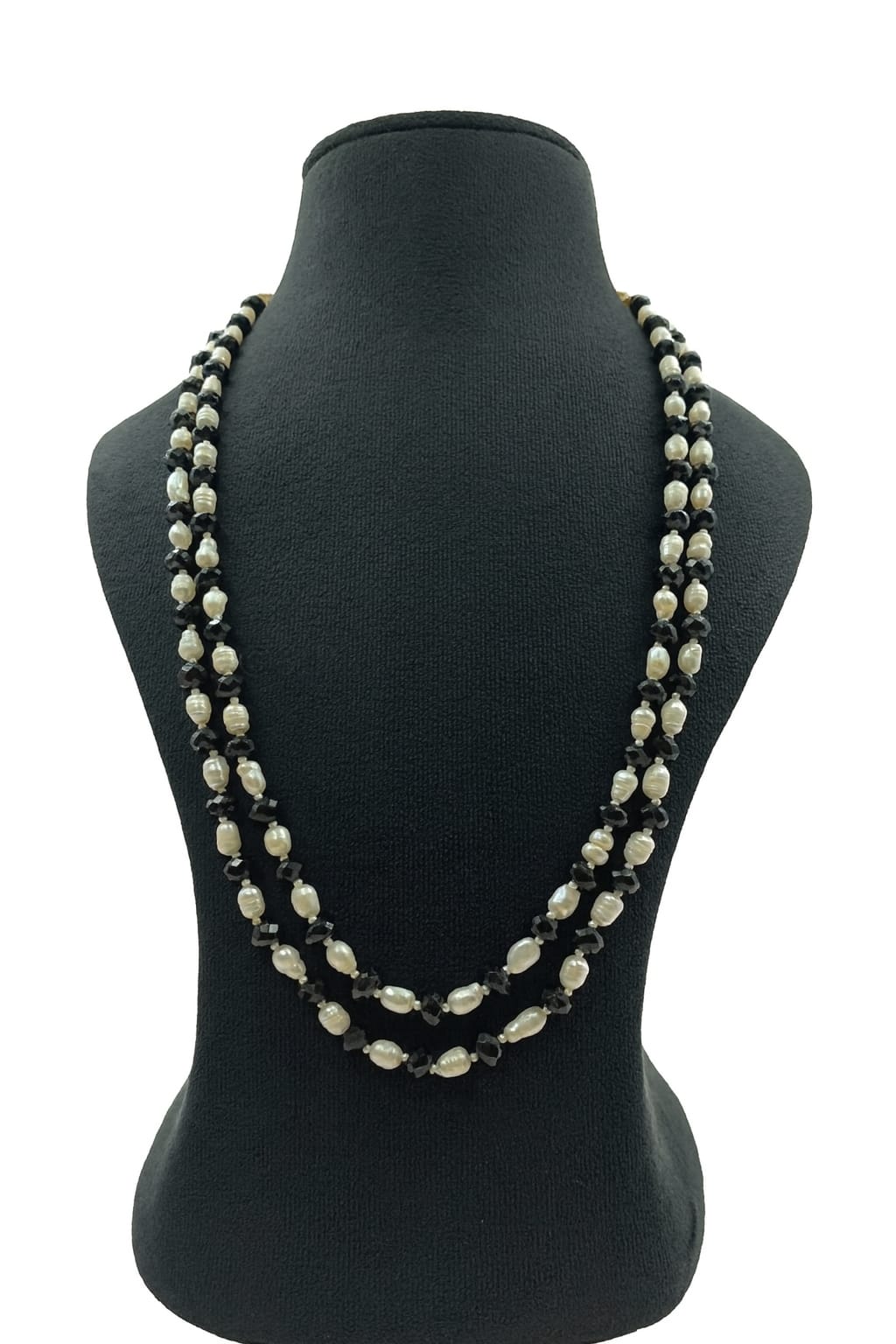 Classic Onyx Two Layer Black and White Beaded Mala