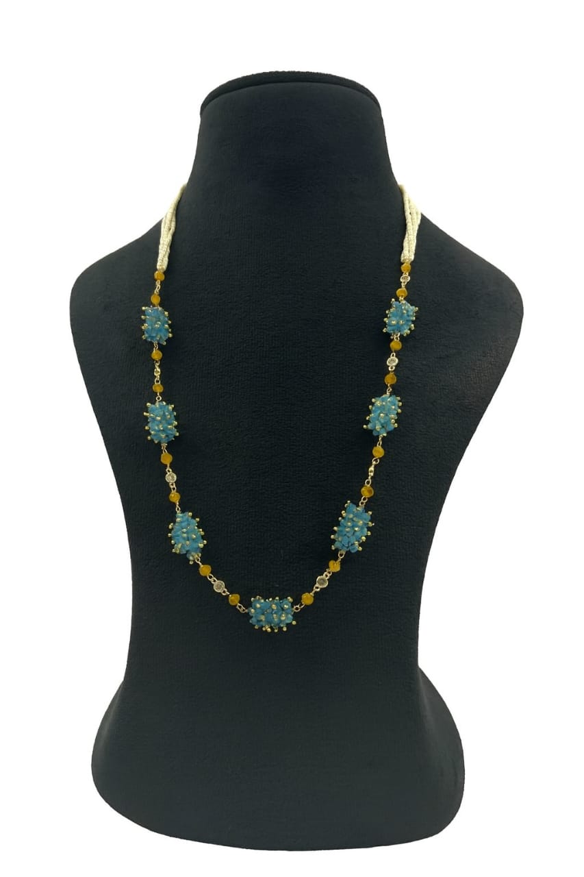 Elegant Handcrafted Blue Bead Cluster Mala  For Women