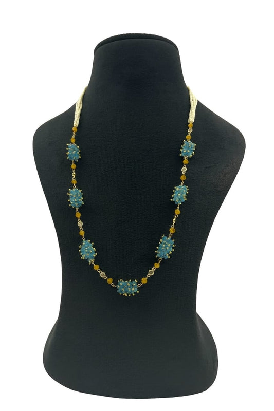 Elegant Handcrafted Blue Bead Cluster Mala  For Women
