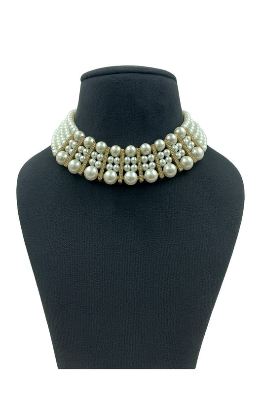 Multi-Layered Elegant Pearl Choker Necklace for Women