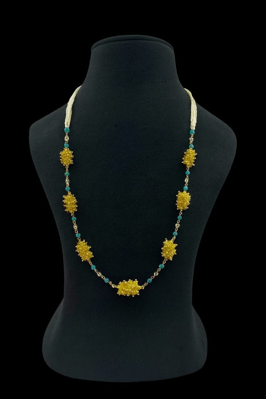 Elegant Handcrafted Yellow Bead Cluster Mala  For Women