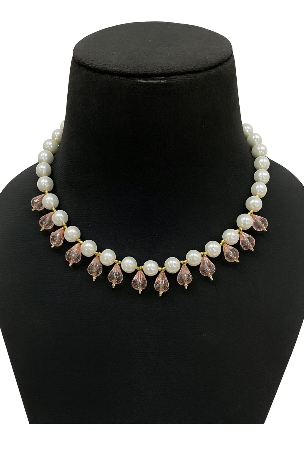 Unique White Pearls with Mint Drop Beads Choker Style Mala