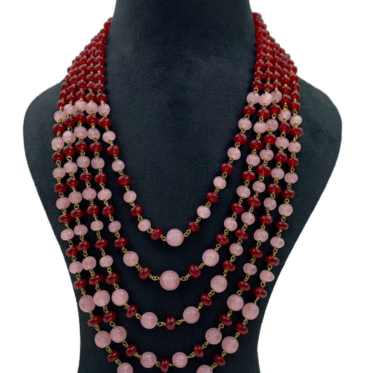 Handmade Multi layer with Red Beaded Mala For Women