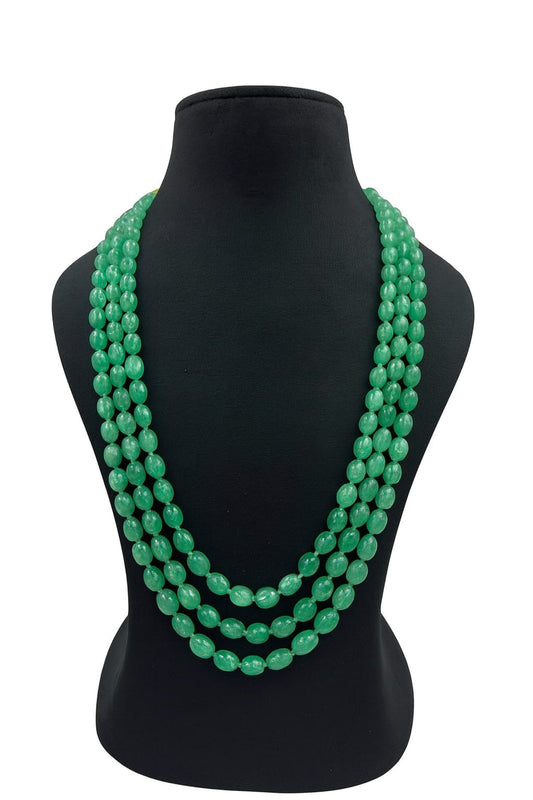 Elegant Green Beaded Mala With Designer Multi-Layer For Women