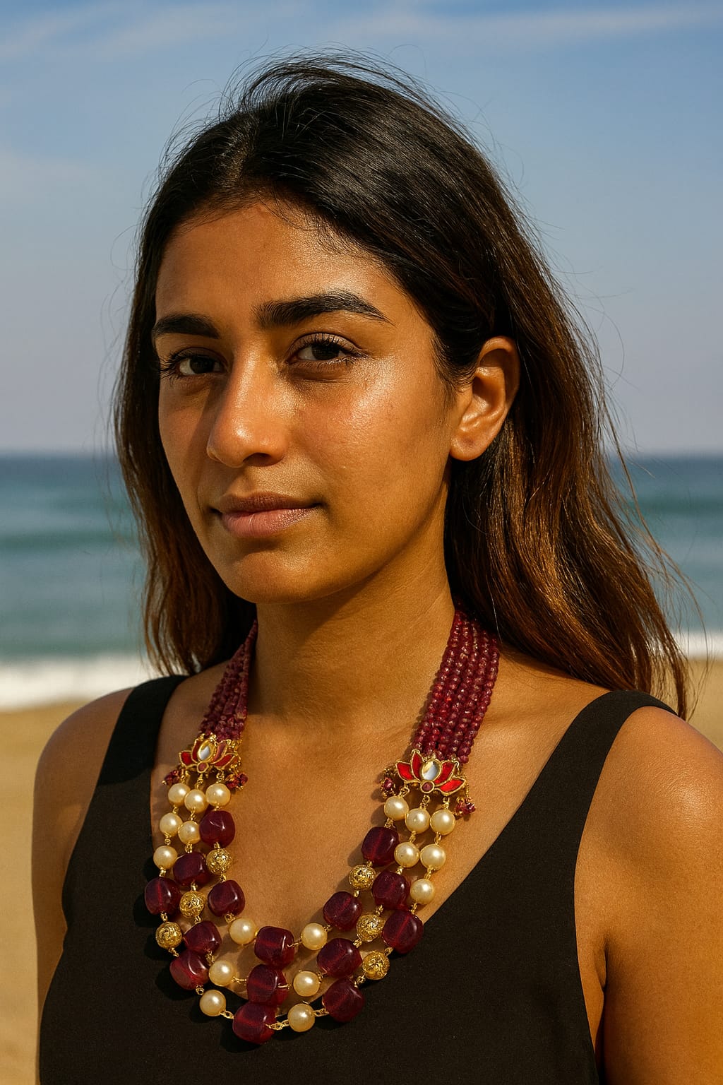 Elegant Ruby Red Gold Bead Mala FOR WOMEN AND GIRL