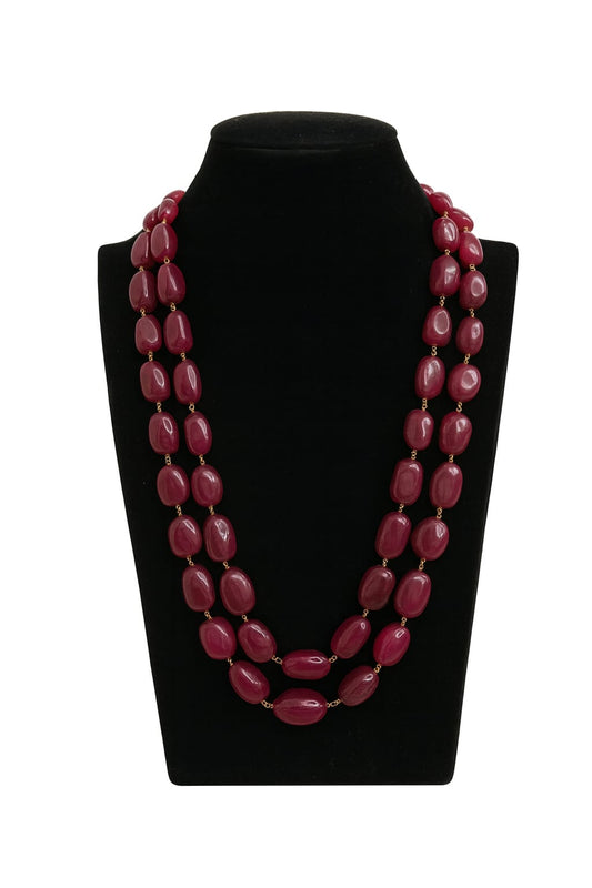 Ethnic Bold Double-Layer Maroon Beaded mala for Women