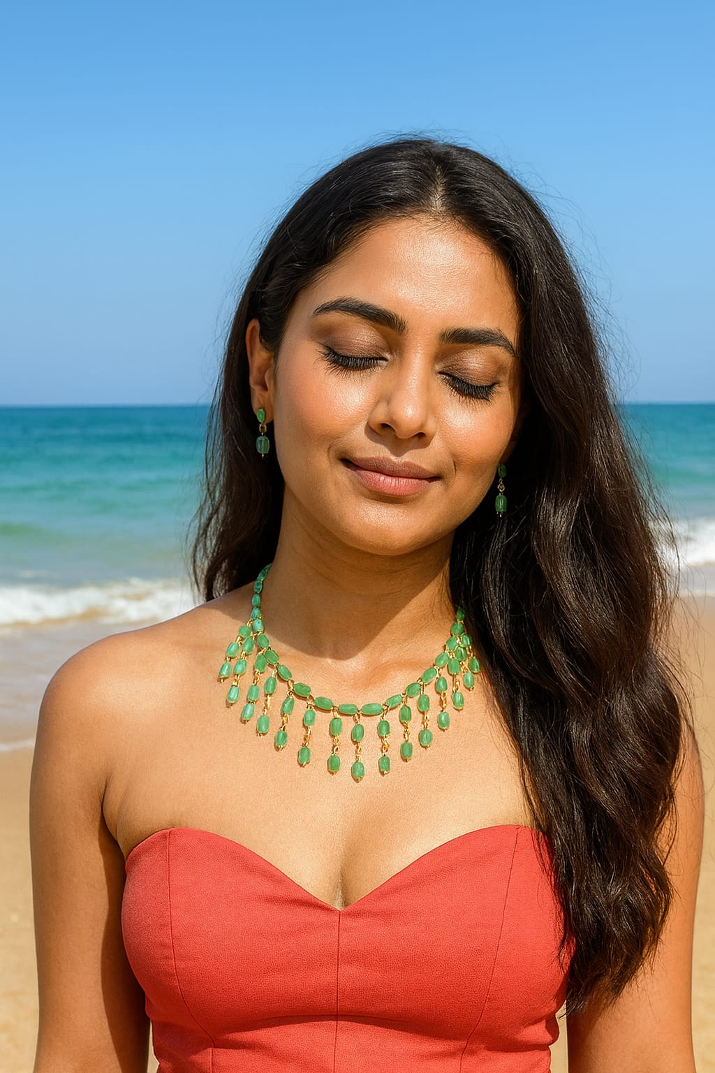 Elegant Handcrafted Green Bead Mala for Women