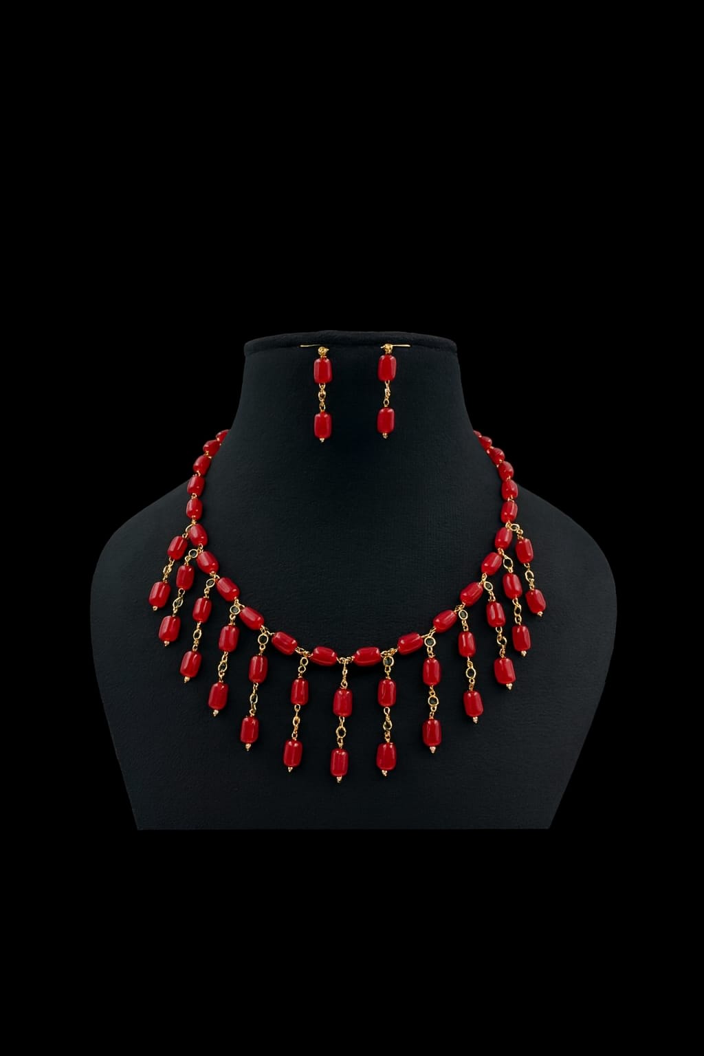 Elegant Handcrafted Wine Red Bead Mala for Women