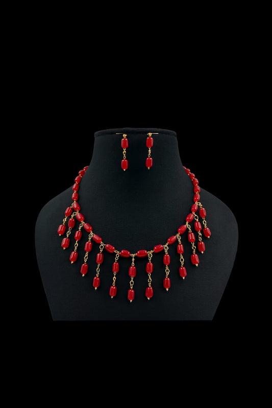 Elegant Handcrafted Wine Red Bead Mala for Women