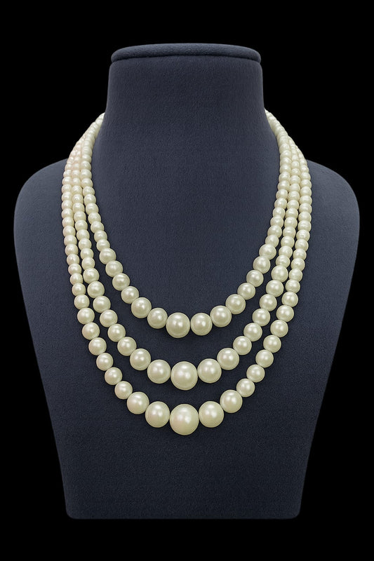 Classic Three Layer Statement Pearl mala For Women And Girl