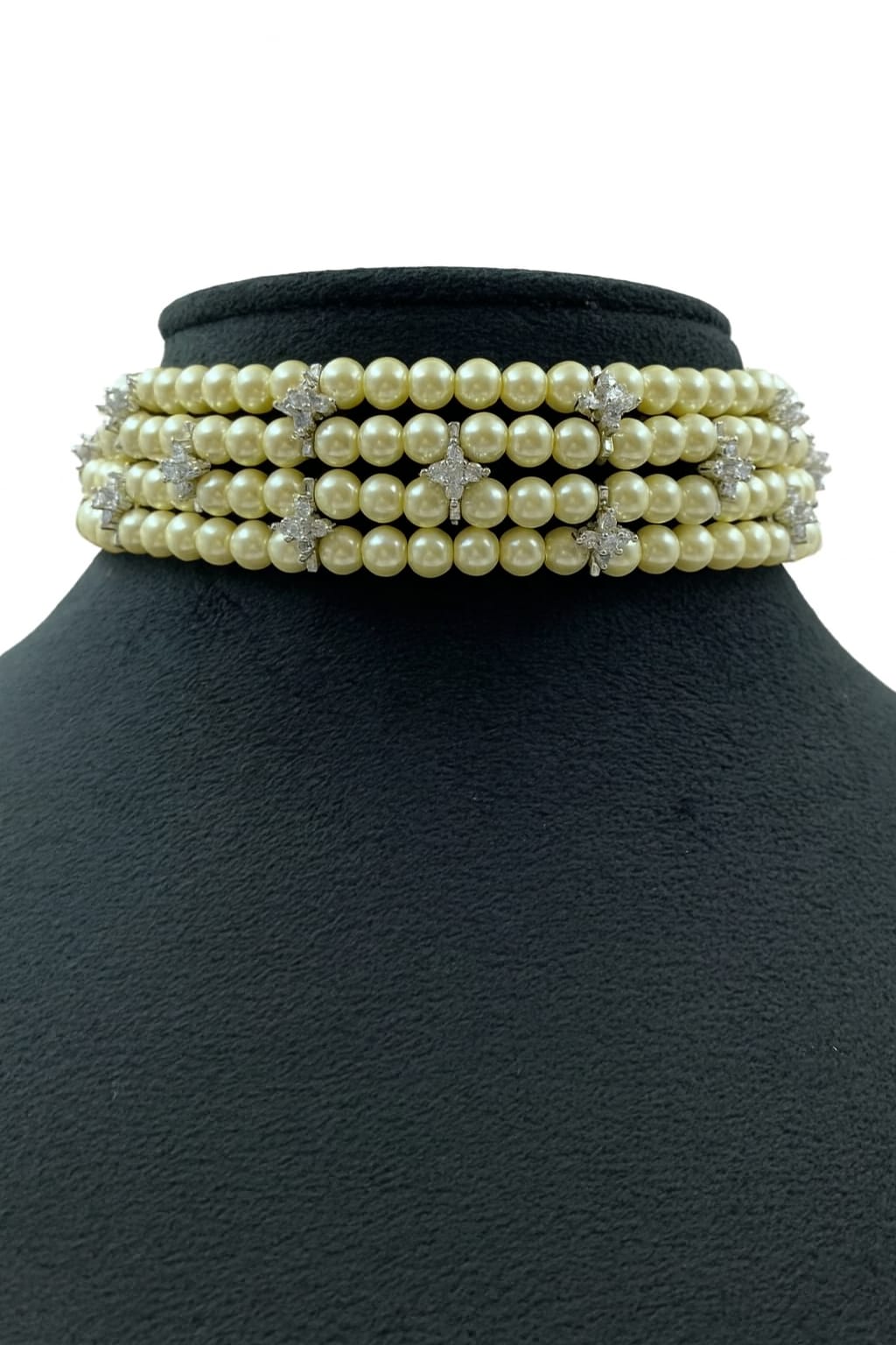 Pearl & Stone Embellished Multi-Strand Choker For Women And Girl