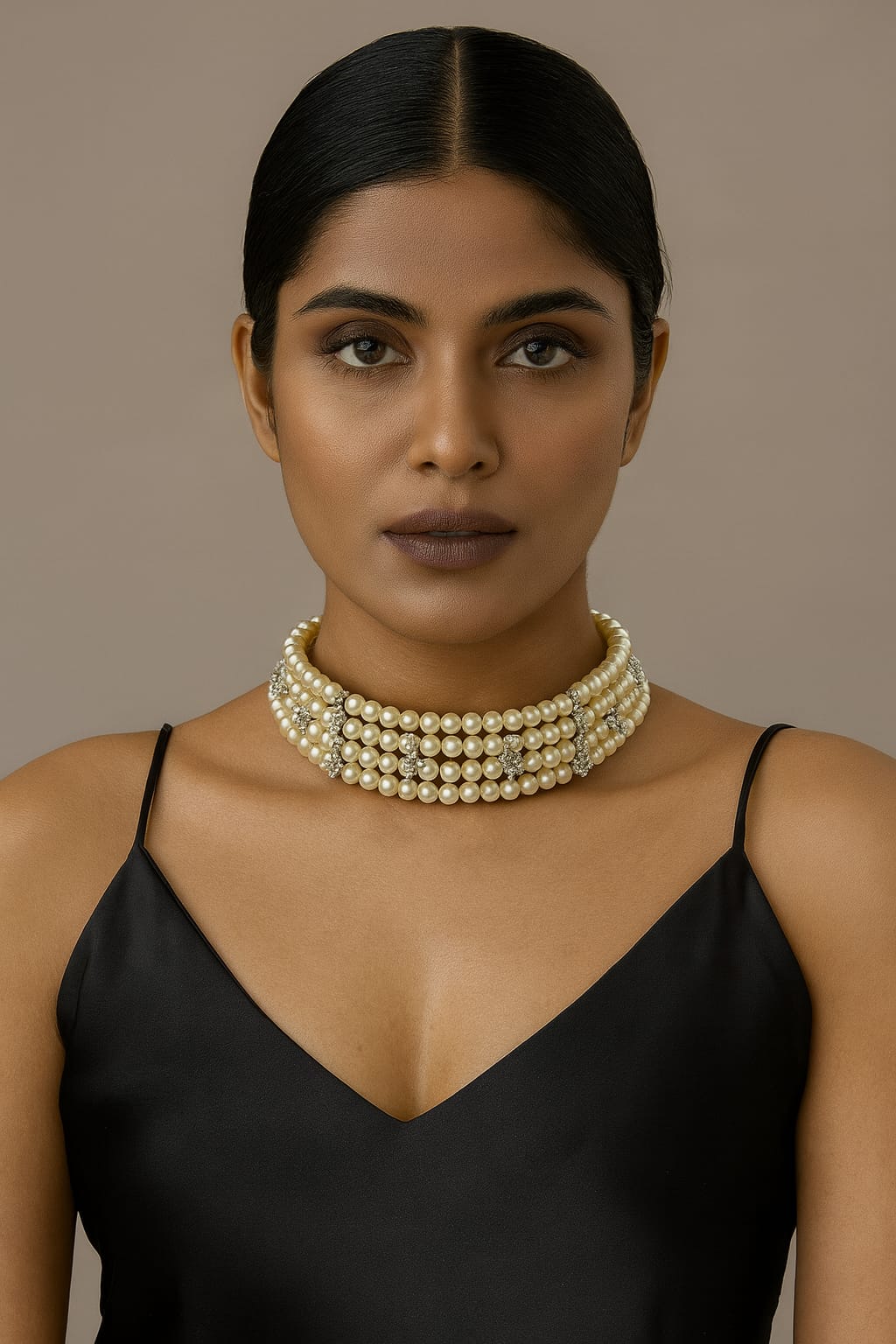 Pearl & Stone Embellished Multi-Strand Choker For Women And Girl
