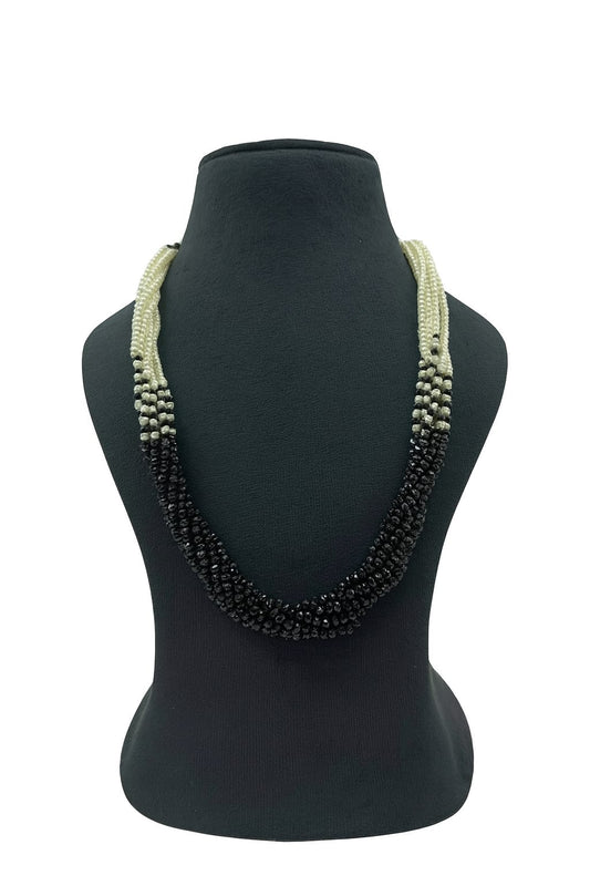 Black & White Ombre Beaded Multi-Strand Handmade Mala for Women