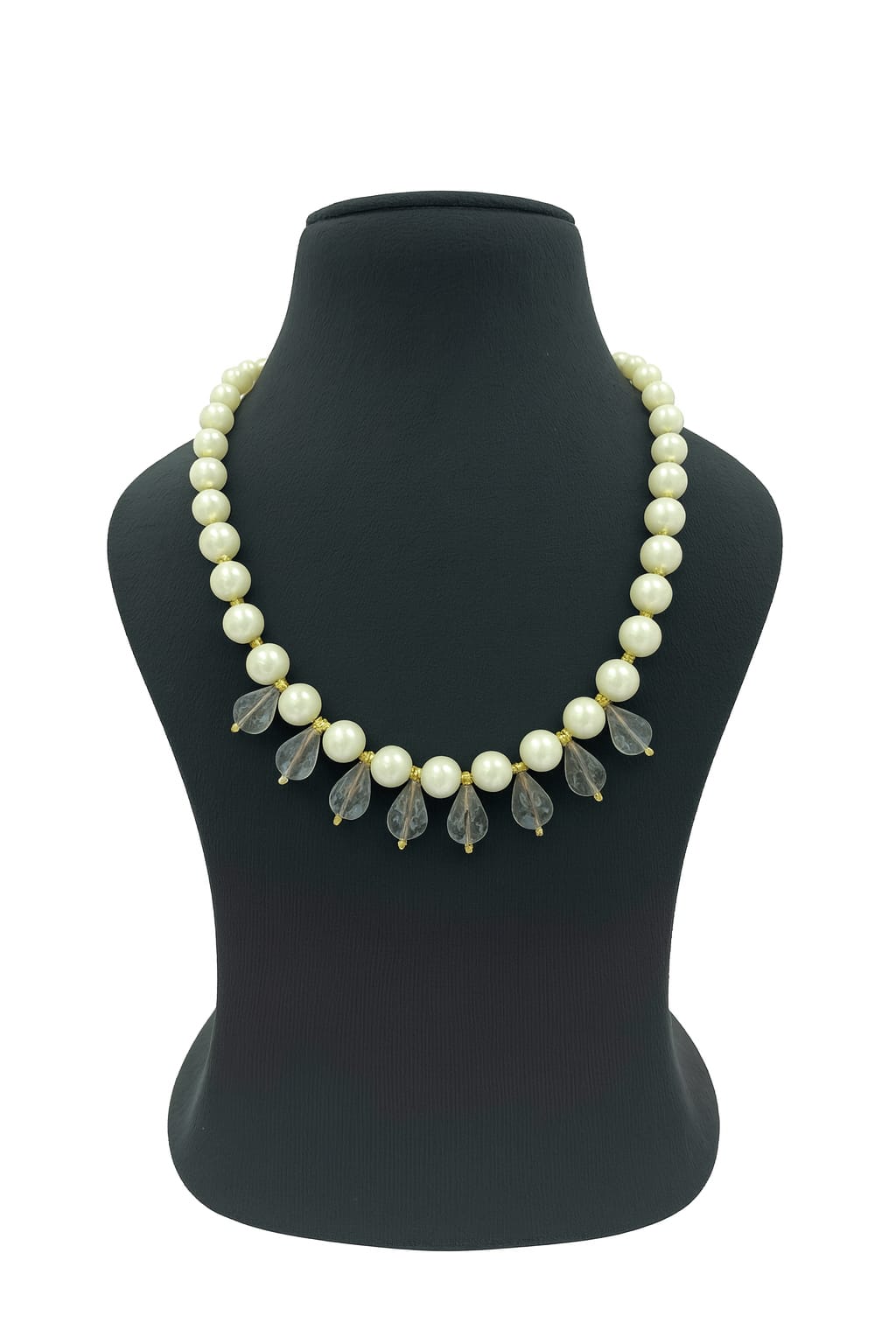 Elegant White Pearl Necklace with Teardrop Beads fOR Women