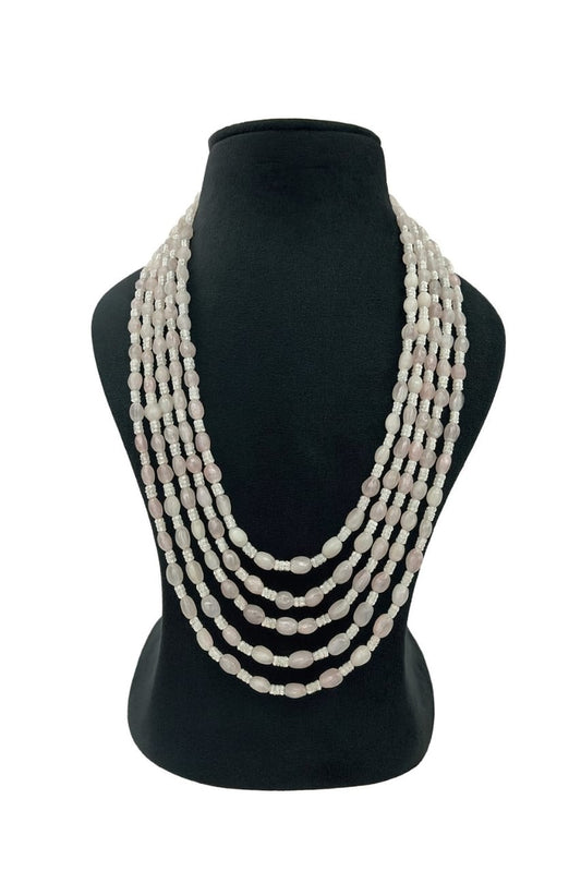 Elegant White Transparent Beads Multi-Layer Crystal Beaded Mala