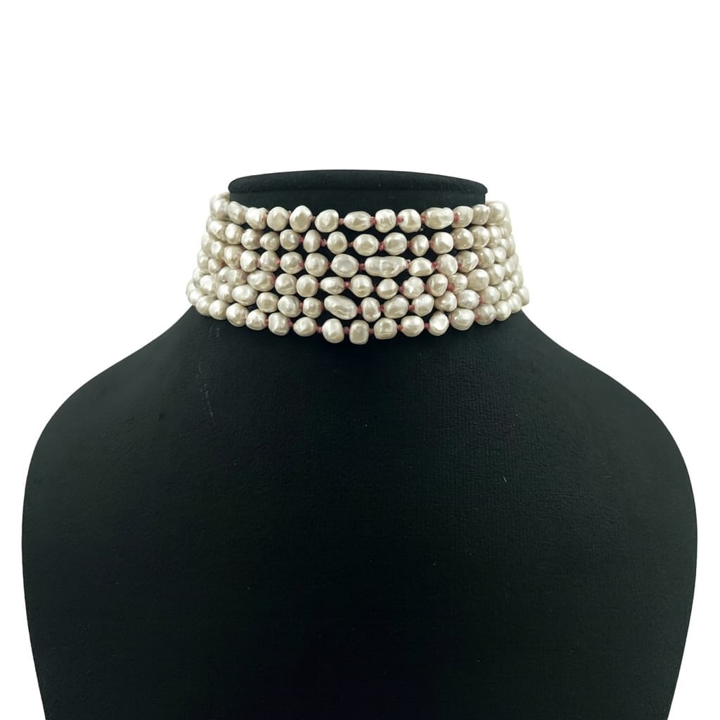 Antique Statement white Pearl Choker Multi-Layer for Women