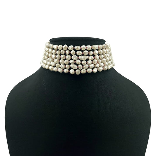 Antique Statement white Pearl Choker Multi-Layer for Women