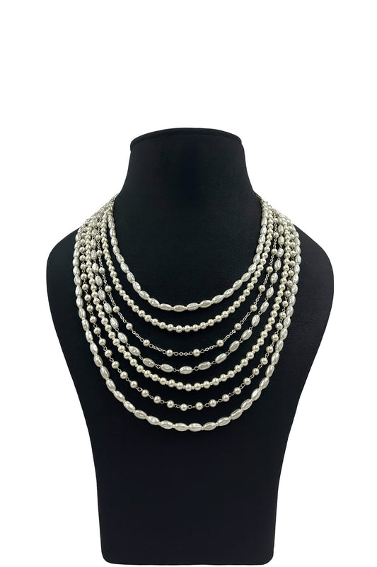 Elegant White Beaded Mala with White Beaded Pearl for women