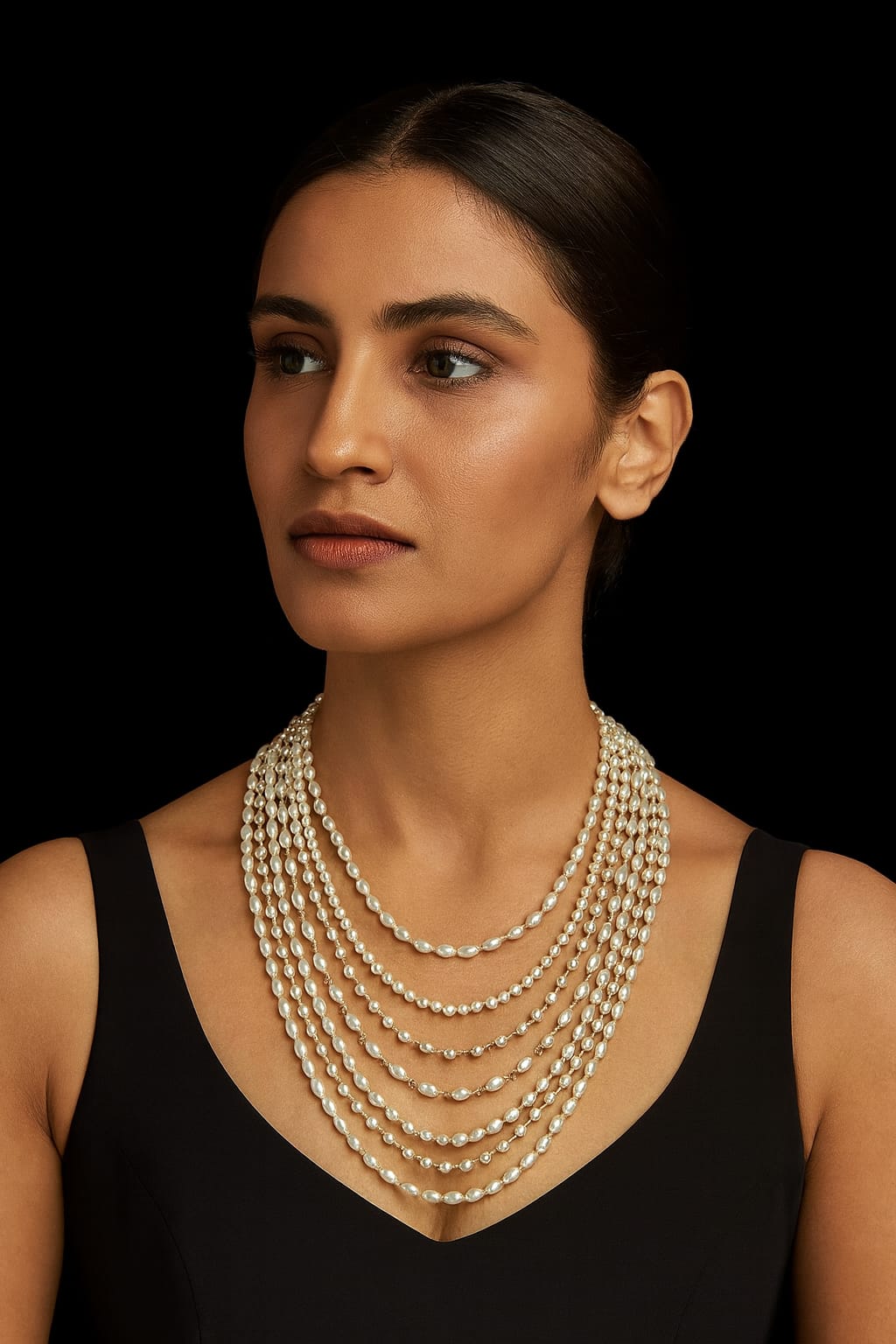 Elegant White Beaded Mala with White Beaded Pearl for women