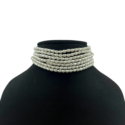 Elegant Multi-Strand White Pearl Choker for Women