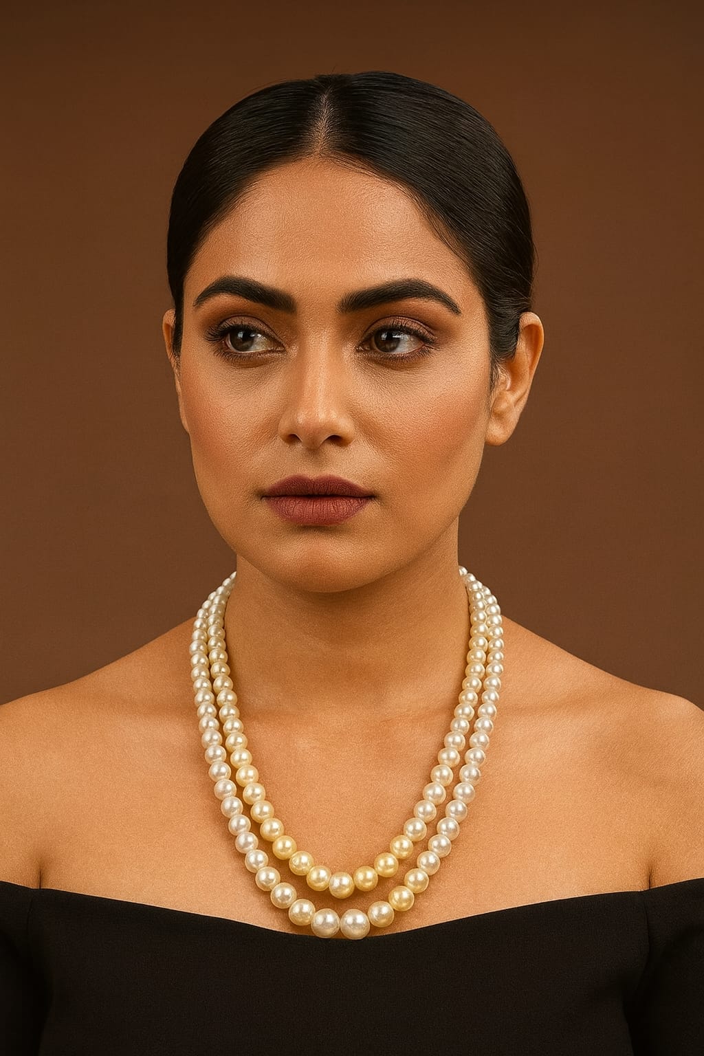 Classic Dual Shade Pearl Mala with White & Golden Pearls
