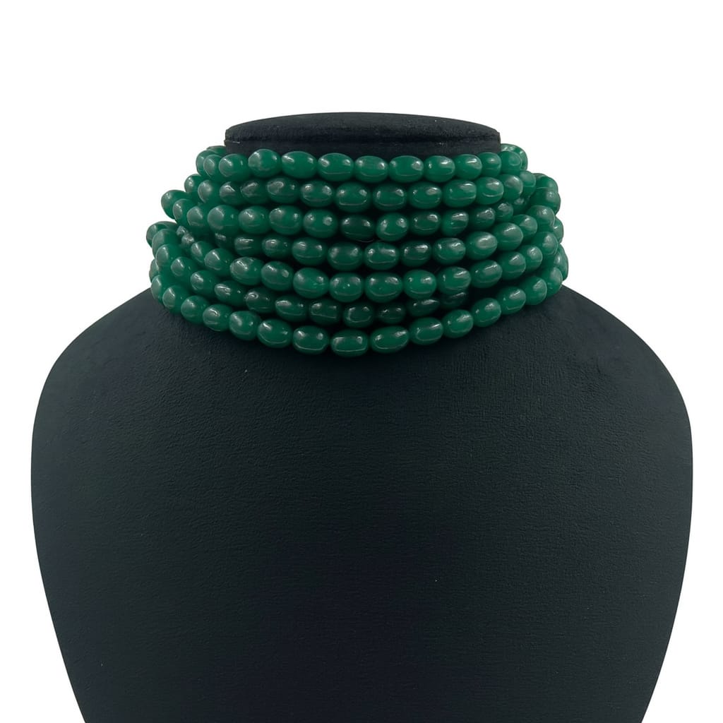 Handcrafted Emerald Green Choker Mala with Multi-Layer For Women