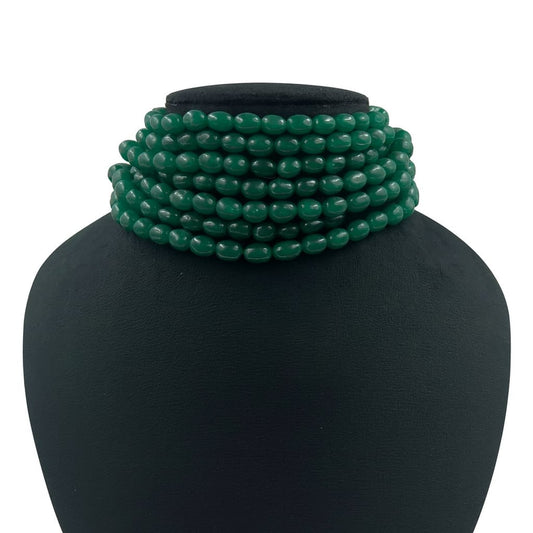 Handcrafted Emerald Green Choker Mala with Multi-Layer For Women