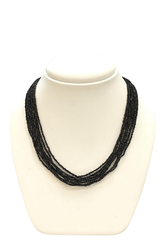 Elegant Handmade Multi-Strand Black Hydro Beads mala for women