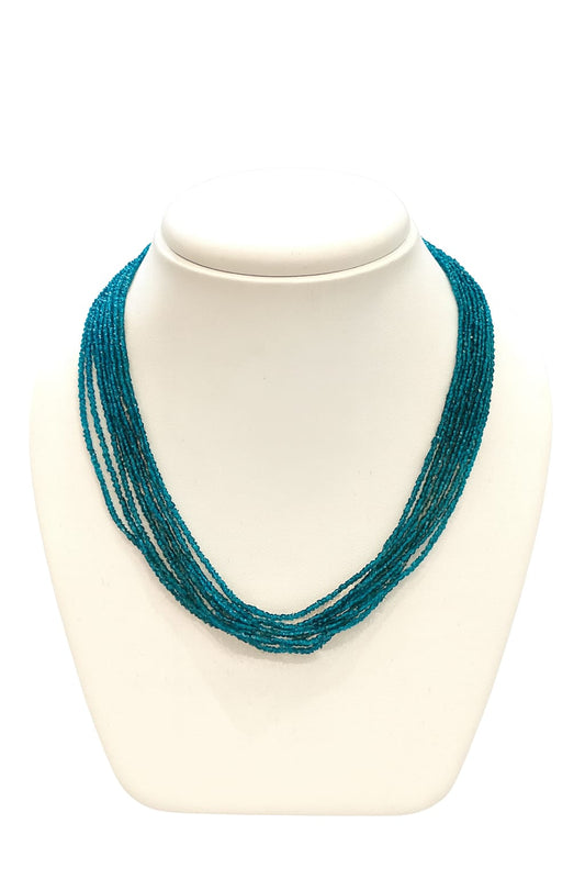 Elegant Handmade Multi-Strand Aqua Blue Hydro Beads mala for women