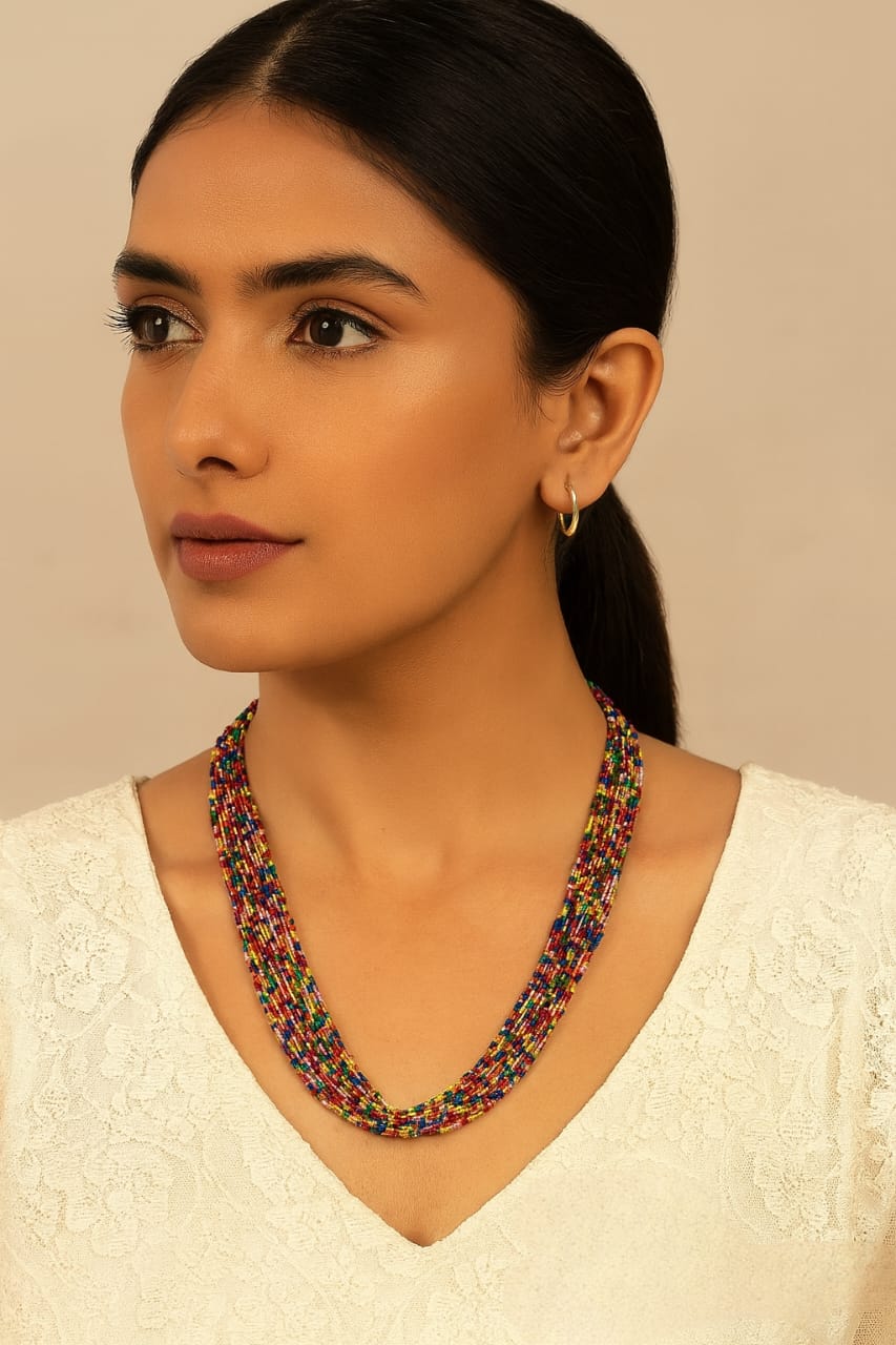Elegant Handmade Multi-Strand Multi colour Hydro Beads mala for women