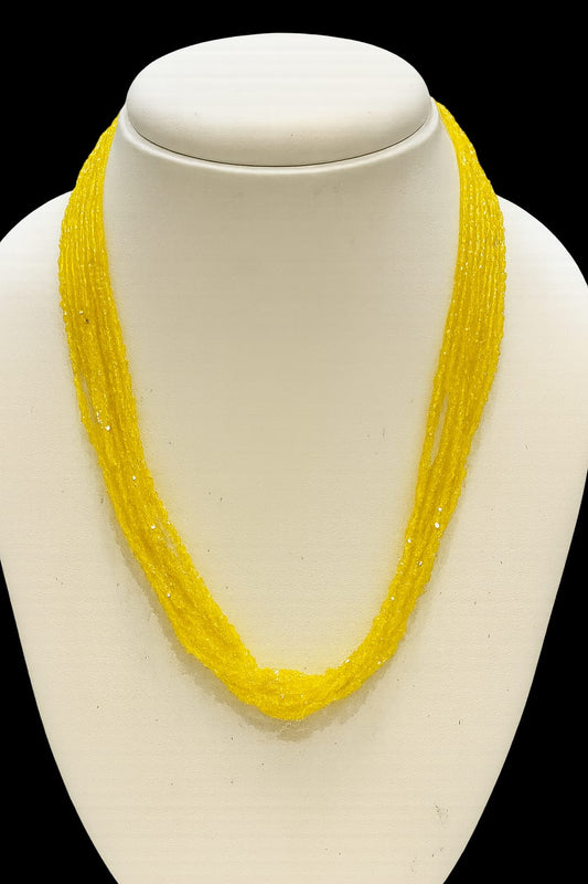 Elegant Handmade Multi-Strand Yellow Hydro Beads mala for women