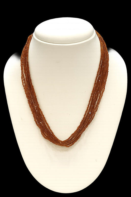 Elegant Handmade Multi-Strand Mint Brown Hydro Beads mala for women