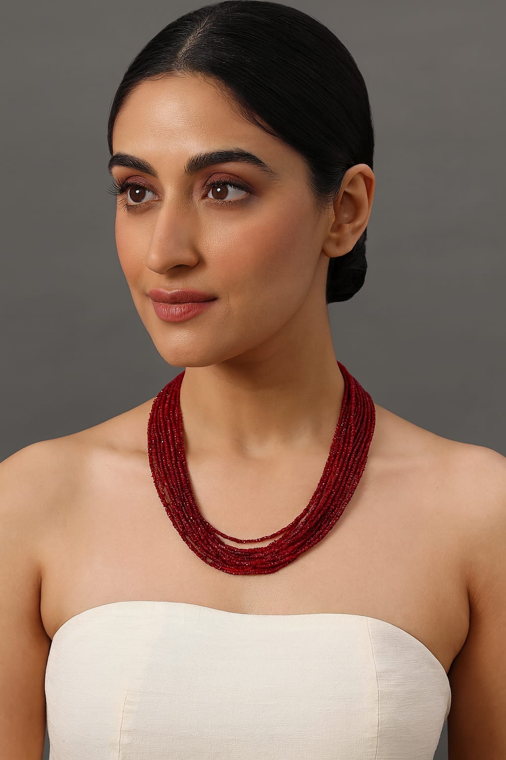 Elegant Handmade Multi-Strand Maroon Hydro Beads mala for women