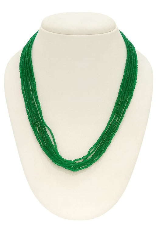 Elegant Handmade Multi-Strand Green Hydro Beads mala for women