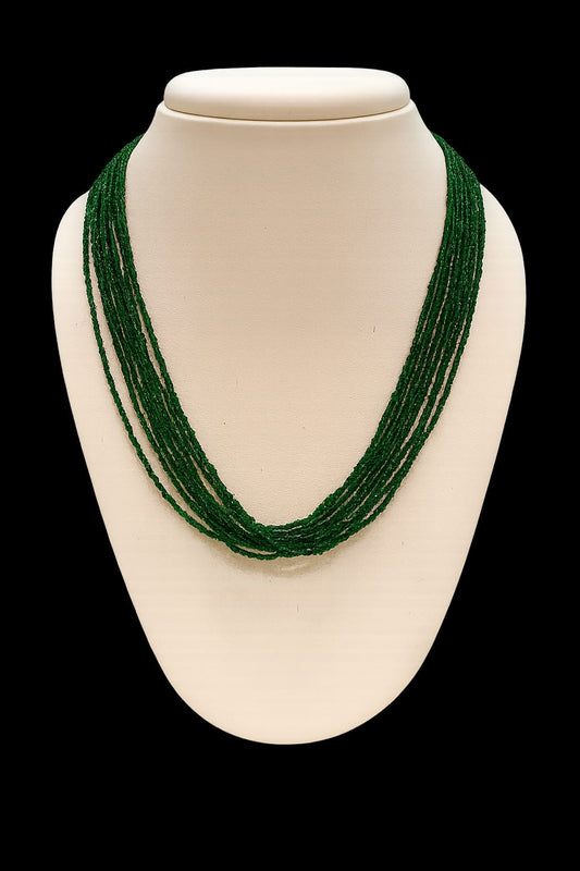 Elegant Handmade Multi-Strand Dark Green Hydro Beads mala for women
