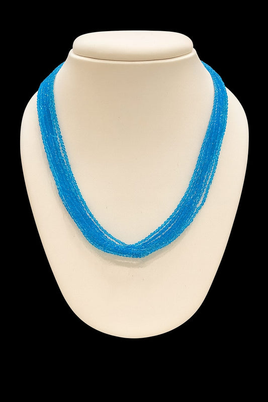 Elegant Handmade Multi-Strand Sky Blue Hydro Beads mala for women