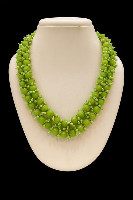 Elegant Pumpkin beads mint green mala with Guttu Pusal for women