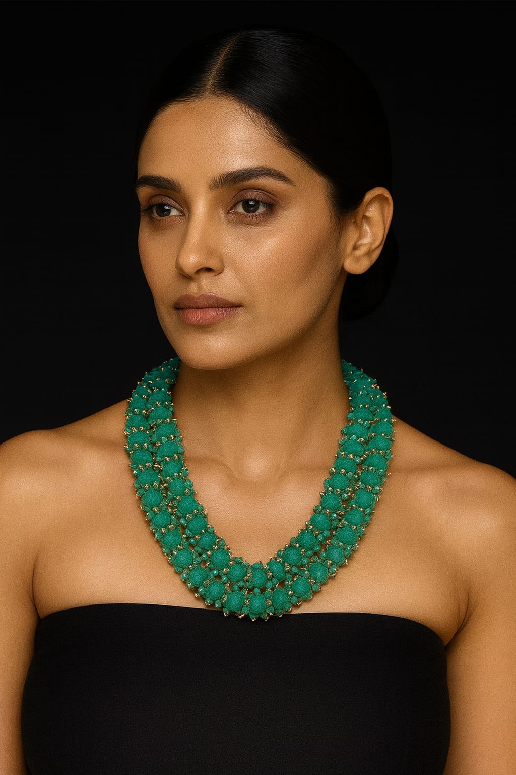 Elegant Pumpkin beads mala with Guttu Pusal for women