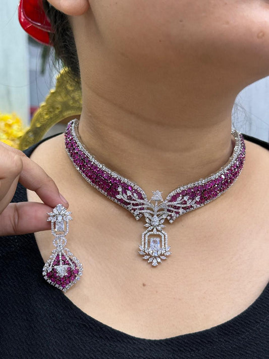 iNVISIBLE  SETTING CZ HASLI IN RUBY FOR WOMEN