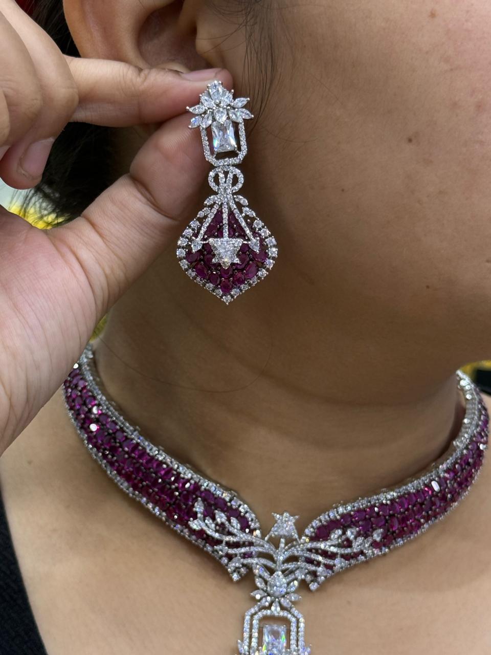 iNVISIBLE  SETTING CZ HASLI IN RUBY FOR WOMEN