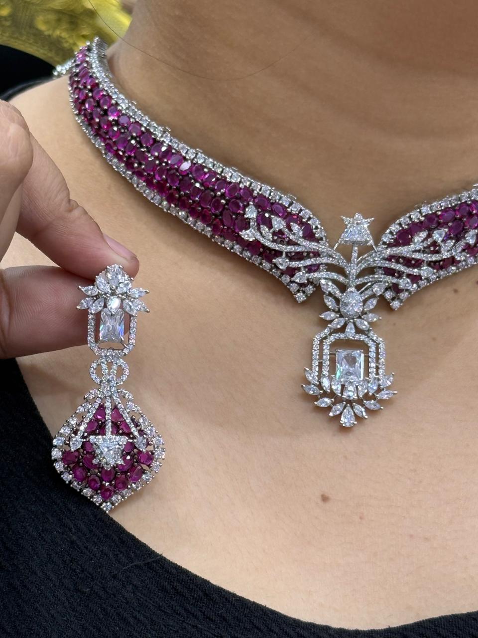 iNVISIBLE  SETTING CZ HASLI IN RUBY FOR WOMEN